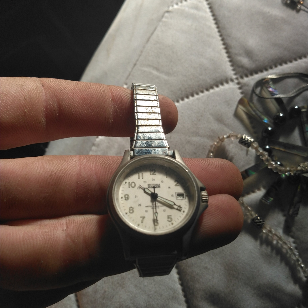 Silver Watch with White Dial